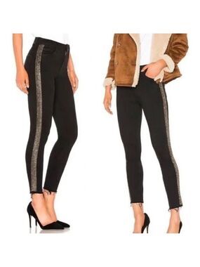 Mother Jeans High Waisted Looker Ankle Fray Guilty Flash Black Skinny Tuxedo 25
